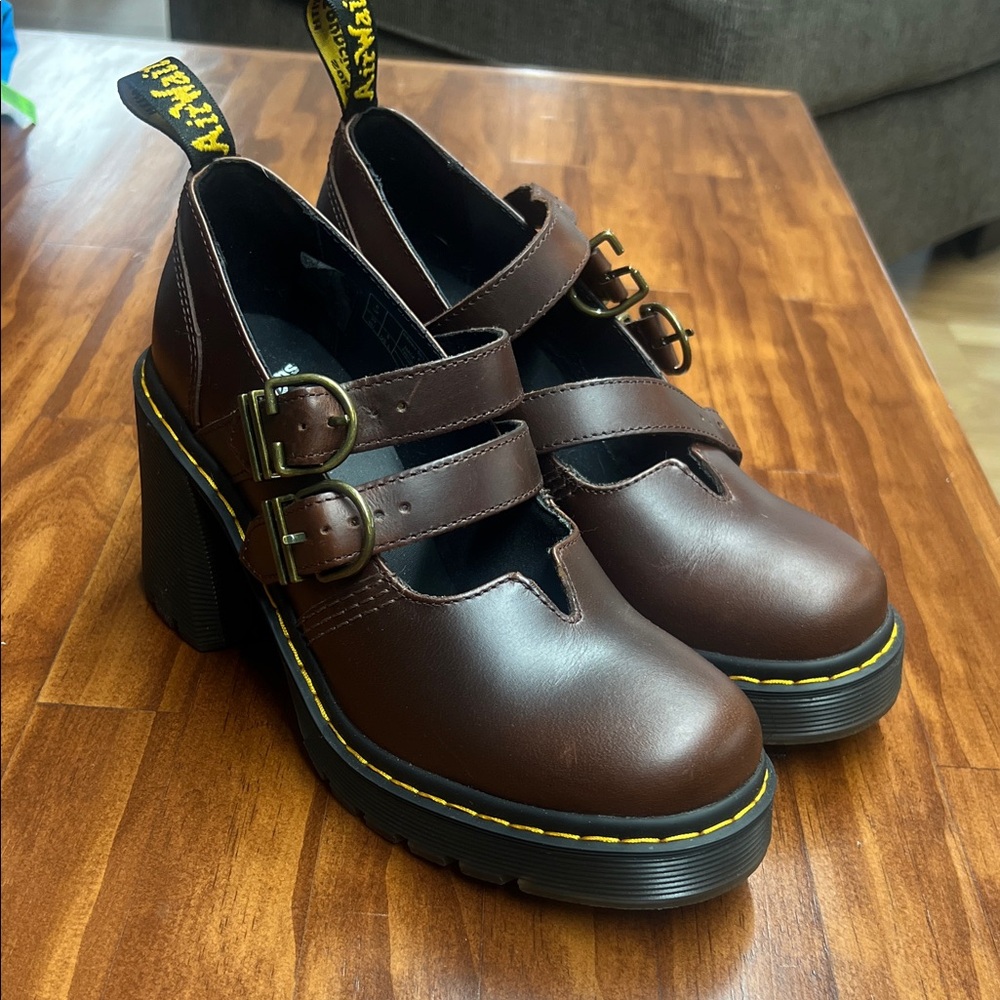 Dr. Martens - EVIEE Brown Chunky Heel Shoes